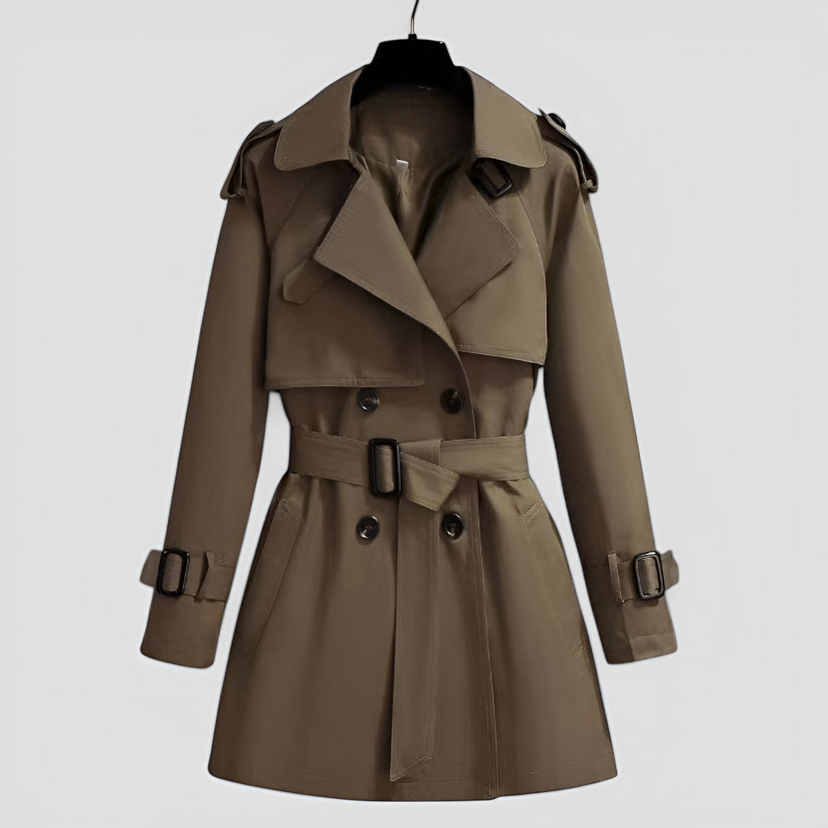 Double Breasted Mid Length Trench Coat for Women | Spring Autumn Outerwear