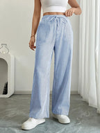 Striped Wide Flare Trousers for Women | Beach Summer
