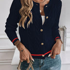 Cable Knit Open Front Buttoned Cardigan for Women | Work and Casual Wear