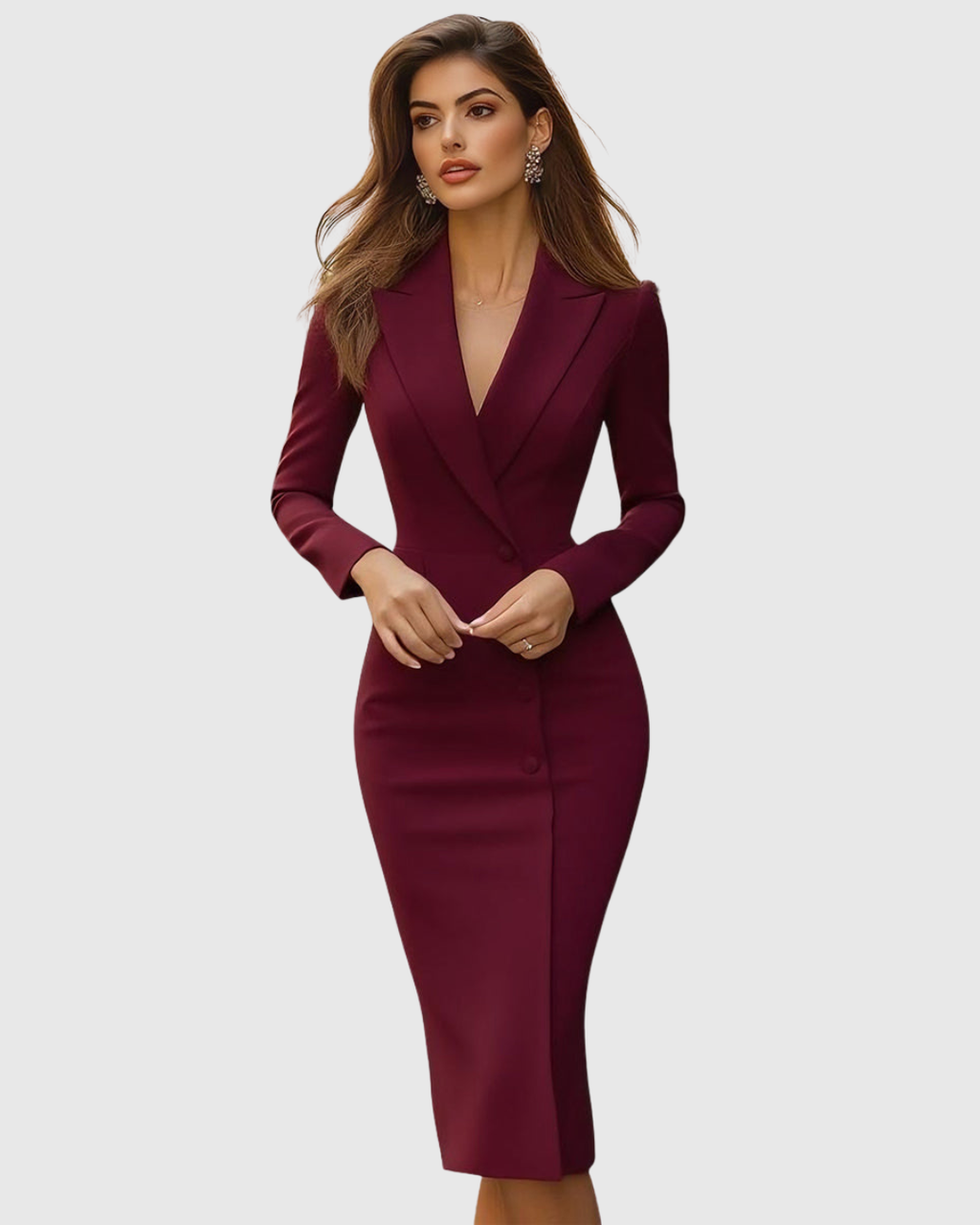 Tailored Midi Dress for Women | Blazer Inspired Structured Fit