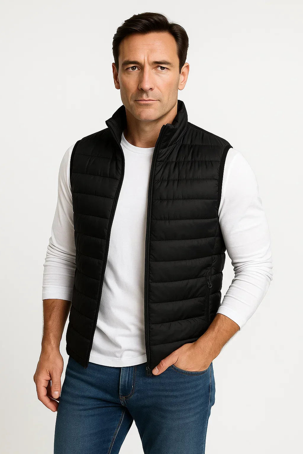Cotton Padded Stand Collar Sleeveless Puffer Gilet for Men | Winter Wear