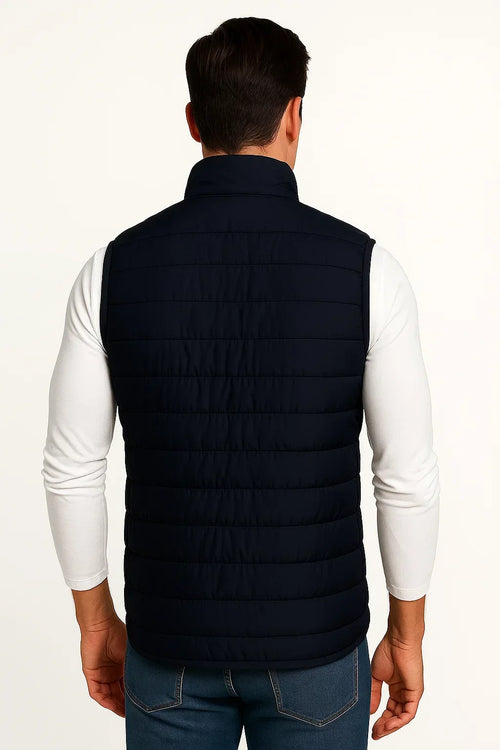 Cotton Padded Stand Collar Sleeveless Puffer Gilet for Men | Winter Wear