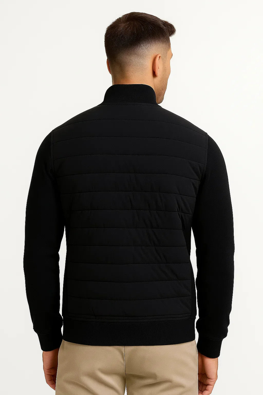 Quilted Front Hybrid Knit Sleeve Jacket for Men