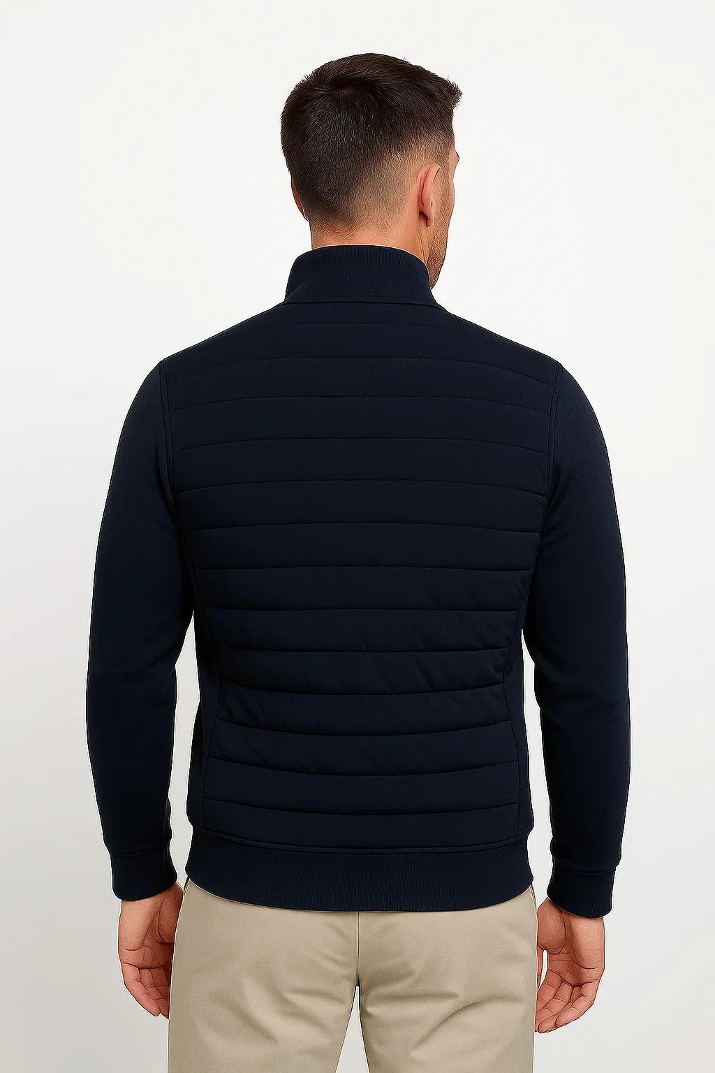 Quilted Front Hybrid Knit Sleeve Jacket for Men