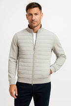 Quilted Front Hybrid Knit Sleeve Jacket for Men