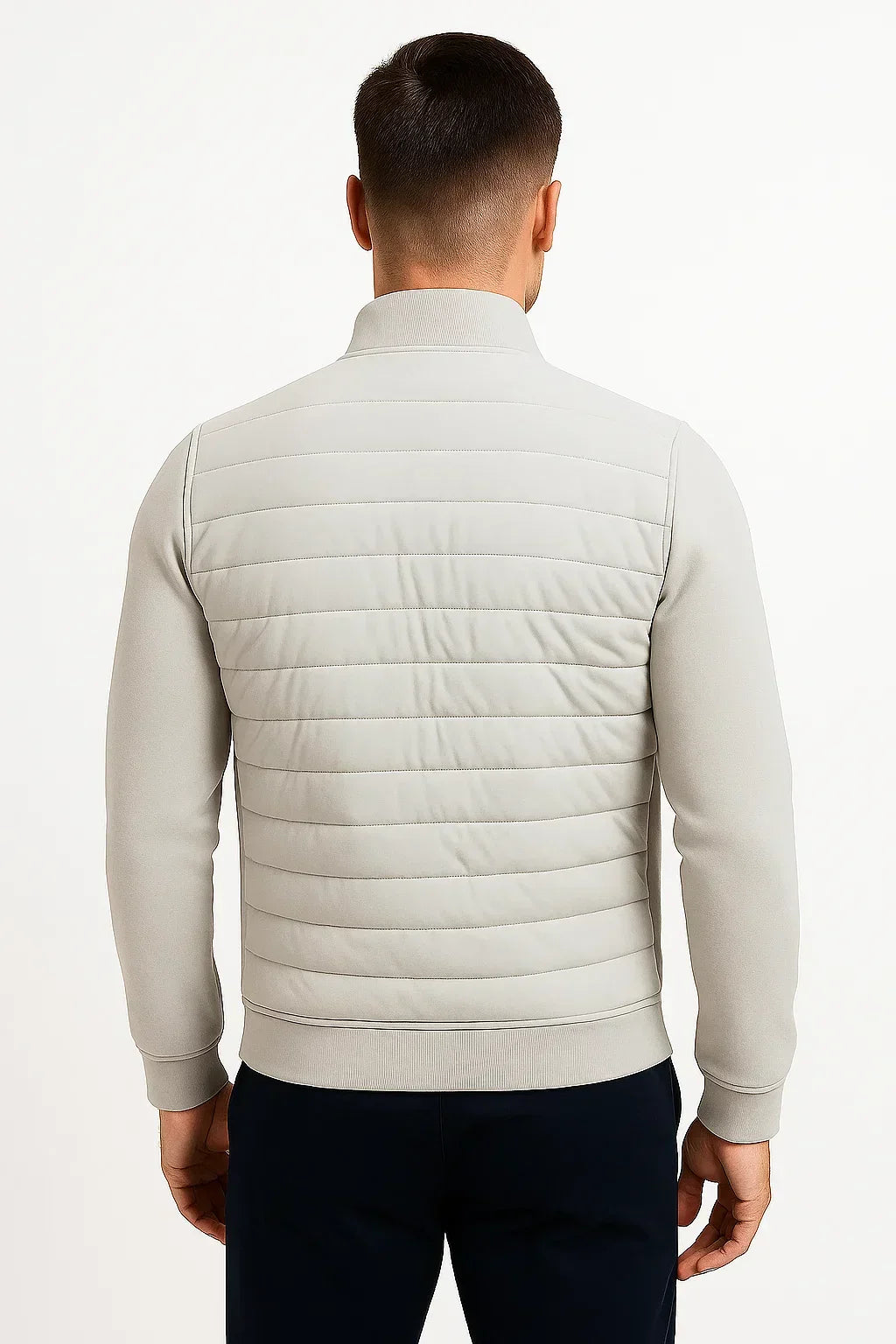 Quilted Front Hybrid Knit Sleeve Jacket for Men