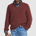 Cashmere Ribbed Quarter Zip Regular Fit Jumper with Raised Collar for Men