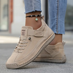 Leather Cushioned Lace-Up Orthopedic Support Everyday Trainers for Women