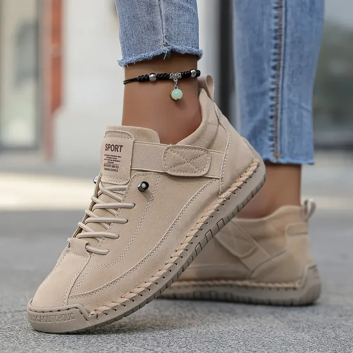 Leather Cushioned Lace-Up Orthopedic Support Everyday Trainers for Women