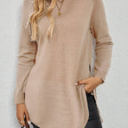 Knit Relaxed Fit Round Neck Longline Jumper with Side Slits for Women | Autumn