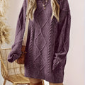 Diamond Cable Knit Round Neck Relaxed Fit Jumper Dress for Women | Autumn Winter