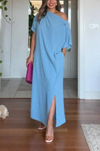 Asymmetric One-Shoulder Maxi Dress for Women