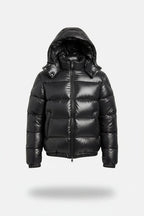 Glossy Quilted Sherpa Lined Hooded Puffer Jacket for Men | Outdoor Wear