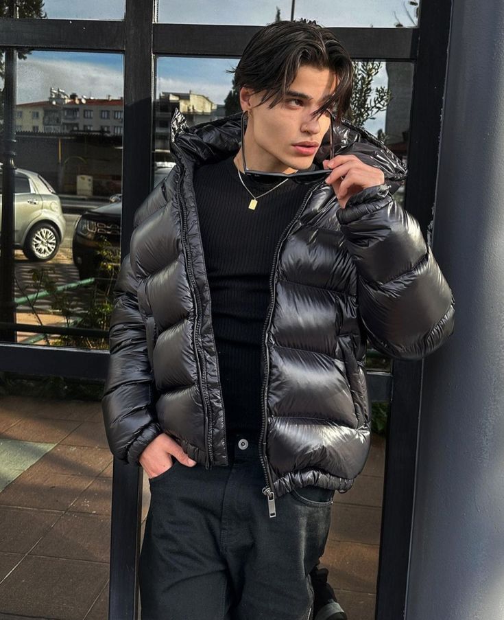 Men's Trendy Winter Jacket with Hood and High Collar