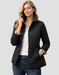 Quilted Stitch Button Front Lightweight Jacket for Women | Mid-Season Coat