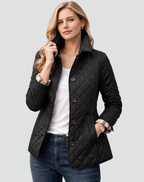Quilted Stitch Button Front Lightweight Jacket for Women | Mid-Season Coat
