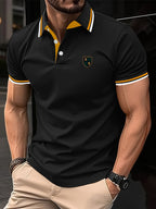 Yellow Striped Short Sleeve Knit Polo Shirt for Men | Regular Fit Summer Wear