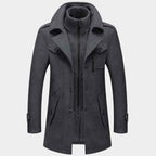 Double Layer Long Winter Coat for Men | Warm Outdoor Protection