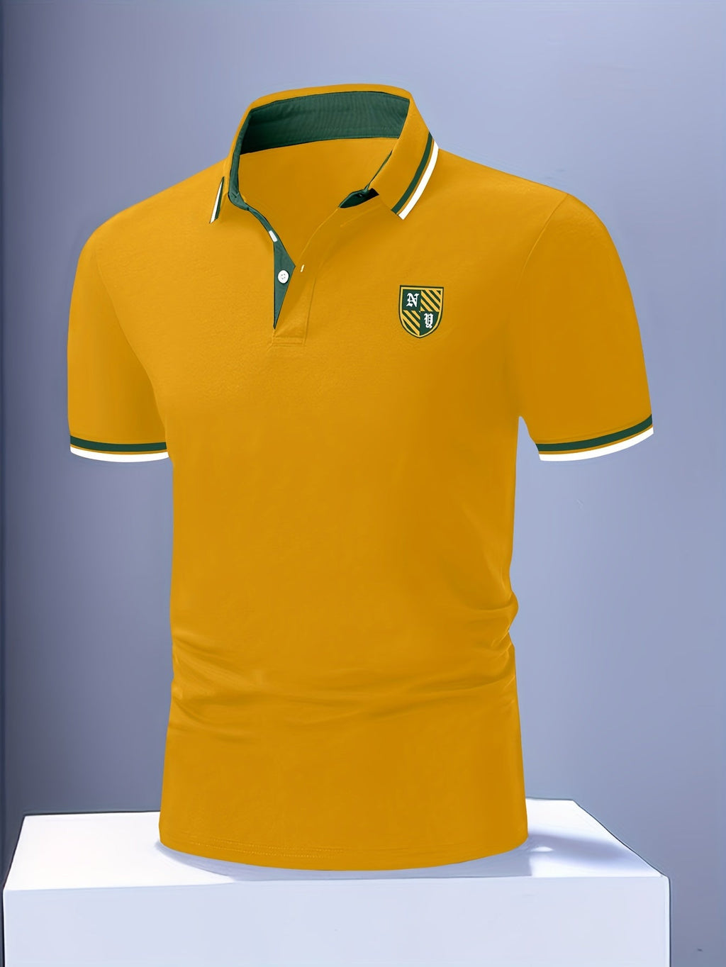 Yellow Striped Short Sleeve Knit Polo Shirt for Men | Regular Fit Summer Wear