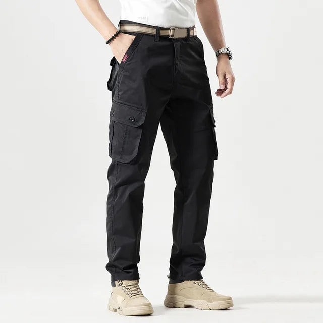 Cargo Straight Leg Trousers for Men | All-Season Woven Fabric