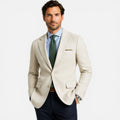 Beige Linen Slim Fit Summer Blazer for Men | Smart Casual Occasion Layering