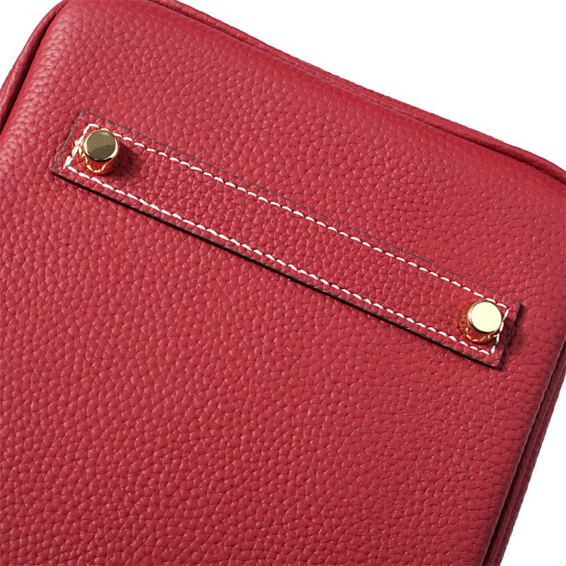 Genuine Leather Twist Lock Handbag with Gold Hardware and Pockets for Women