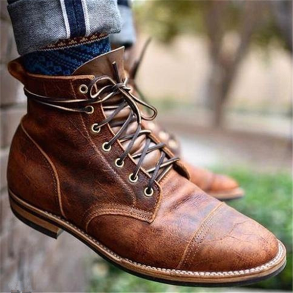 Brown Lace-Up Oxford Shoes for Men