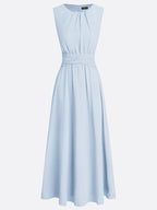 Sleeveless Ruched A-Line Chiffon Maxi Dress for Women | Wedding Guest