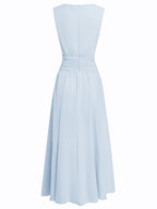 Sleeveless Ruched A-Line Chiffon Maxi Dress for Women | Wedding Guest