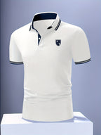Yellow Striped Short Sleeve Knit Polo Shirt for Men | Regular Fit Summer Wear
