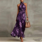Floral Halter Neck Maxi Dress for Women | Wedding Guest