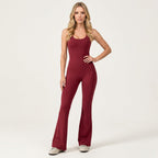 Black Open Back Flared Leg Jumpsuit for Women | Sport and Casual Wear
