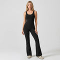 Black Open Back Flared Leg Jumpsuit for Women | Sport and Casual Wear