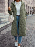 Women's Quilted Hooded Long Sleeve Coat for Women