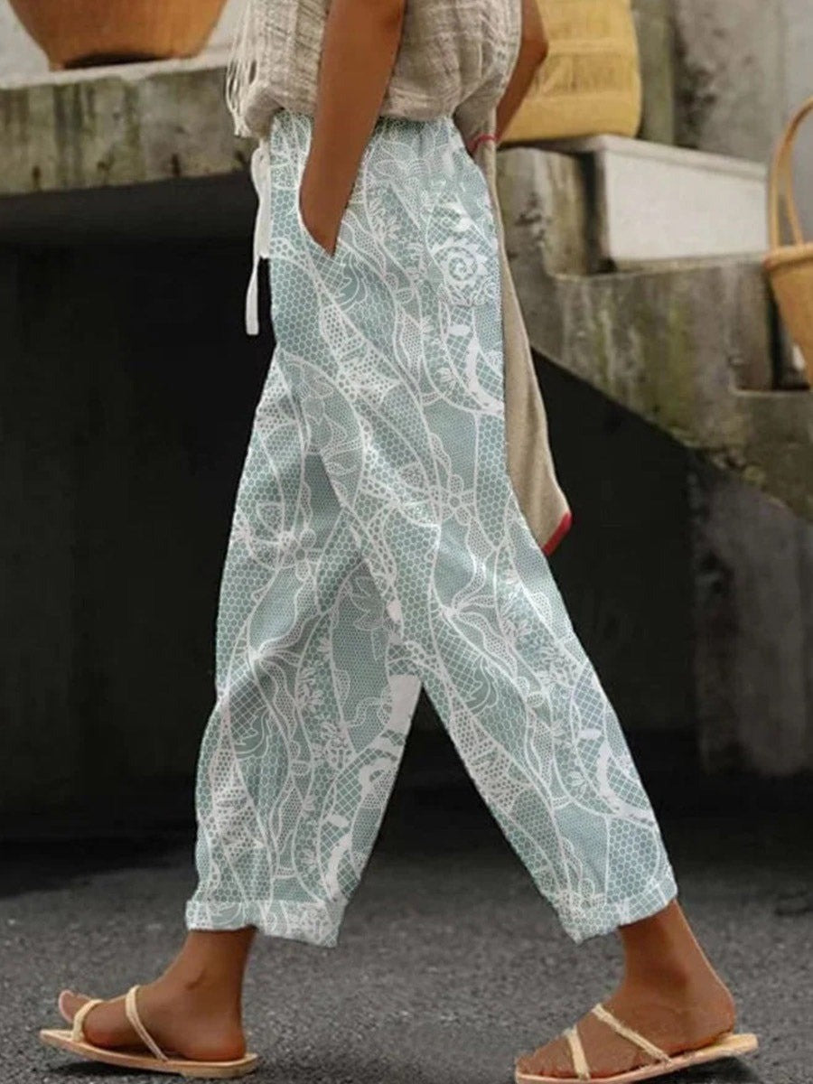 Women Pants | Elastic Waist Loose Wide Leg Fit