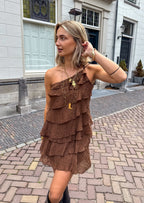 Asymmetric Ruffle Mini Dress for Women | Single Shoulder Strap Summer