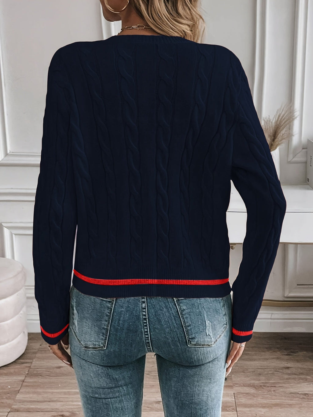 Cable Knit Open Front Buttoned Cardigan for Women | Work and Casual Wear