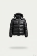 Glossy Quilted Sherpa Lined Hooded Puffer Jacket for Men | Outdoor Wear