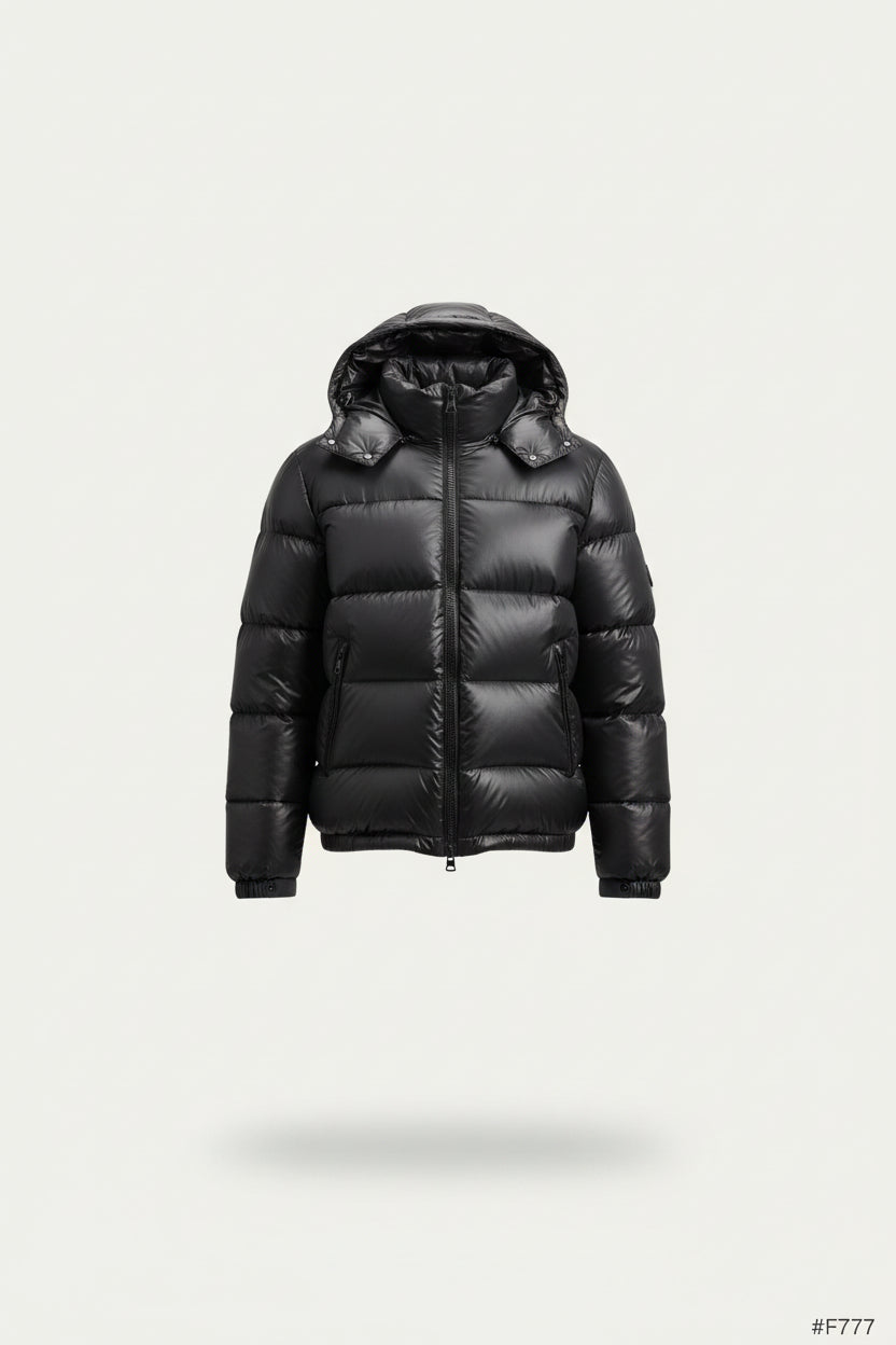 Glossy Quilted Sherpa Lined Hooded Puffer Jacket for Men | Outdoor Wear