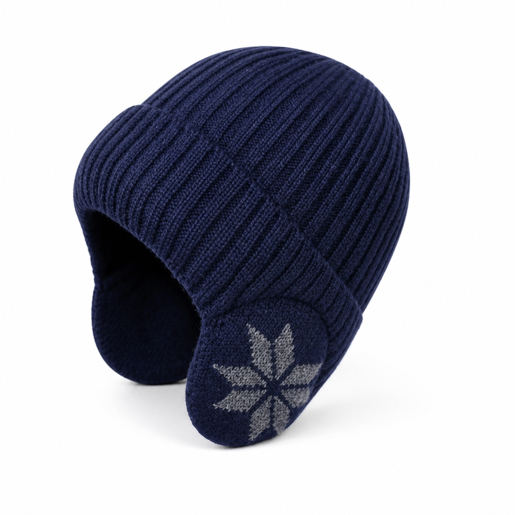 Fleece Lined Ribbed Knit Winter Beanie Hat with Ear Flaps for Men | Cold Weather