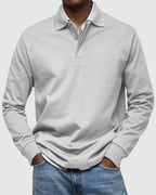 Cotton Long Sleeve Polo Shirt for Men
