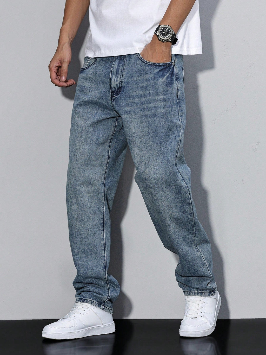Mid Rise Regular Fit Straight Leg Jeans for Men | Everyday Denim