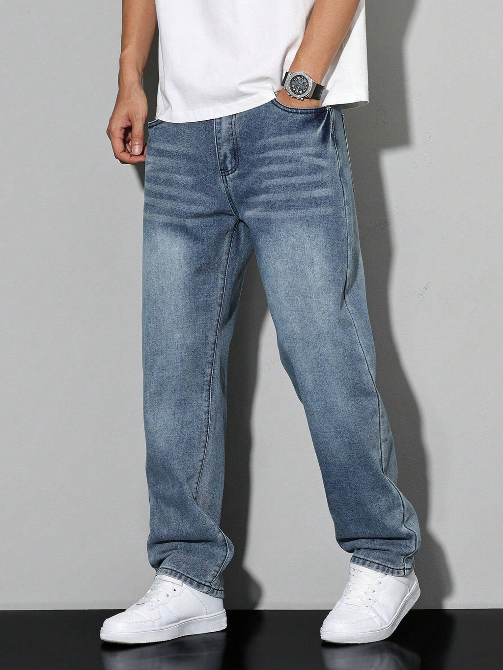 Mid Rise Regular Fit Straight Leg Jeans for Men | Everyday Denim