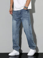 Mid Rise Regular Fit Straight Leg Jeans for Men | Everyday Denim