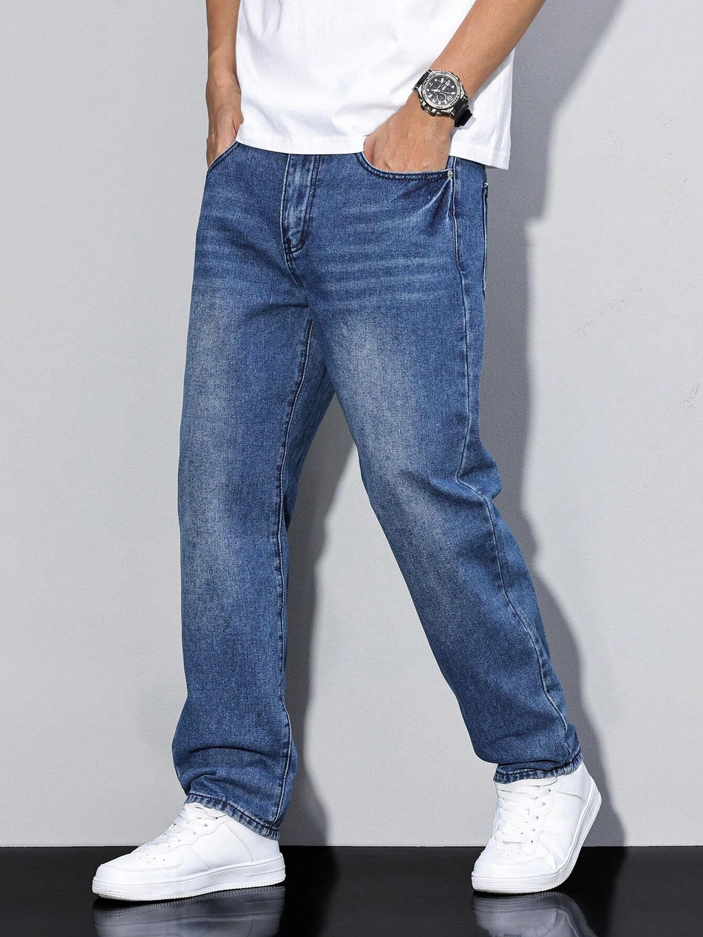 Mid Rise Regular Fit Straight Leg Jeans for Men | Everyday Denim