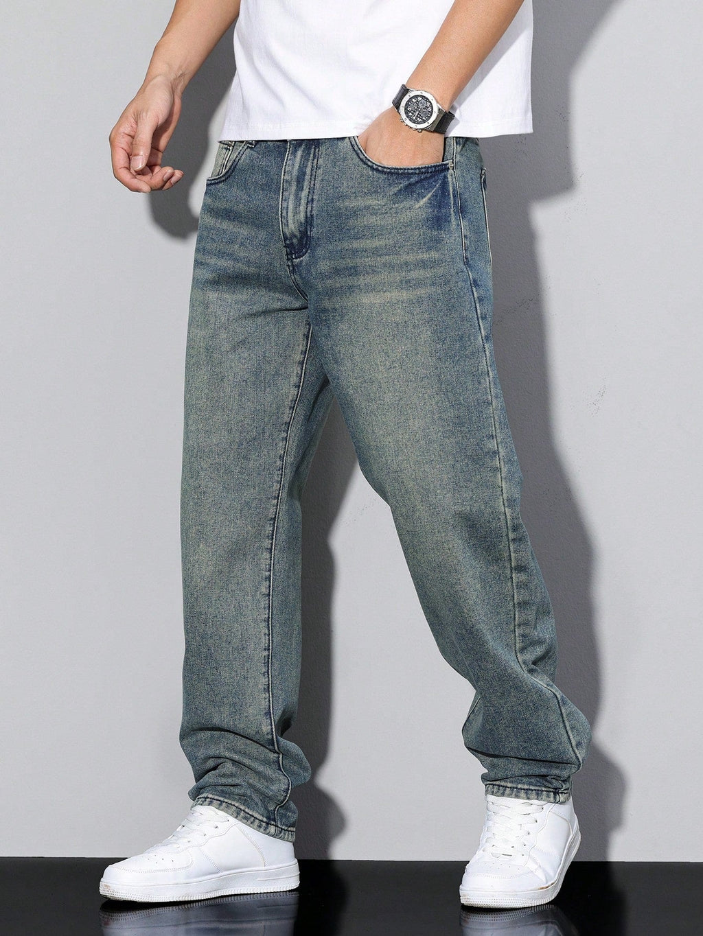 Mid Rise Regular Fit Straight Leg Jeans for Men | Everyday Denim