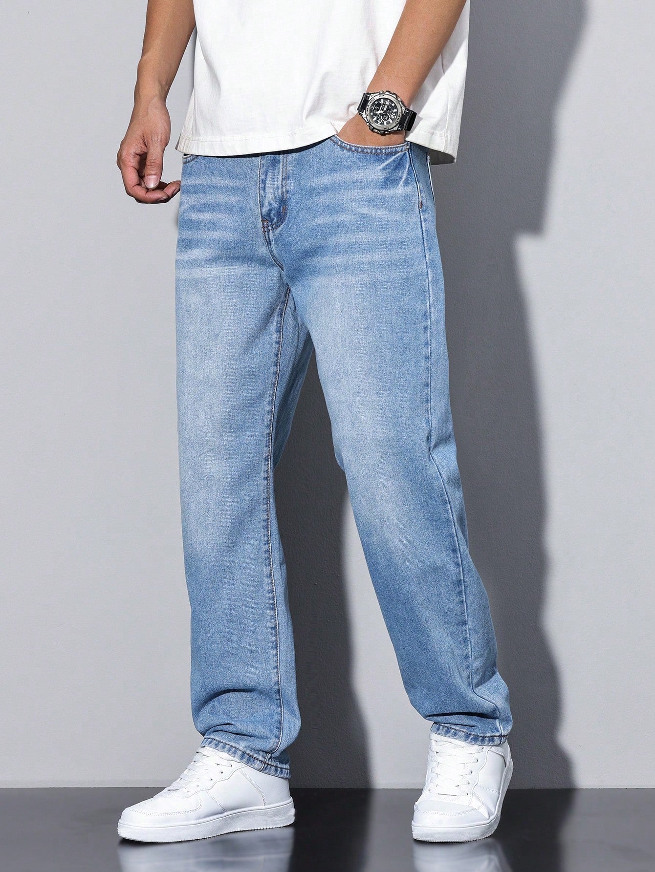 Mid Rise Regular Fit Straight Leg Jeans for Men | Everyday Denim