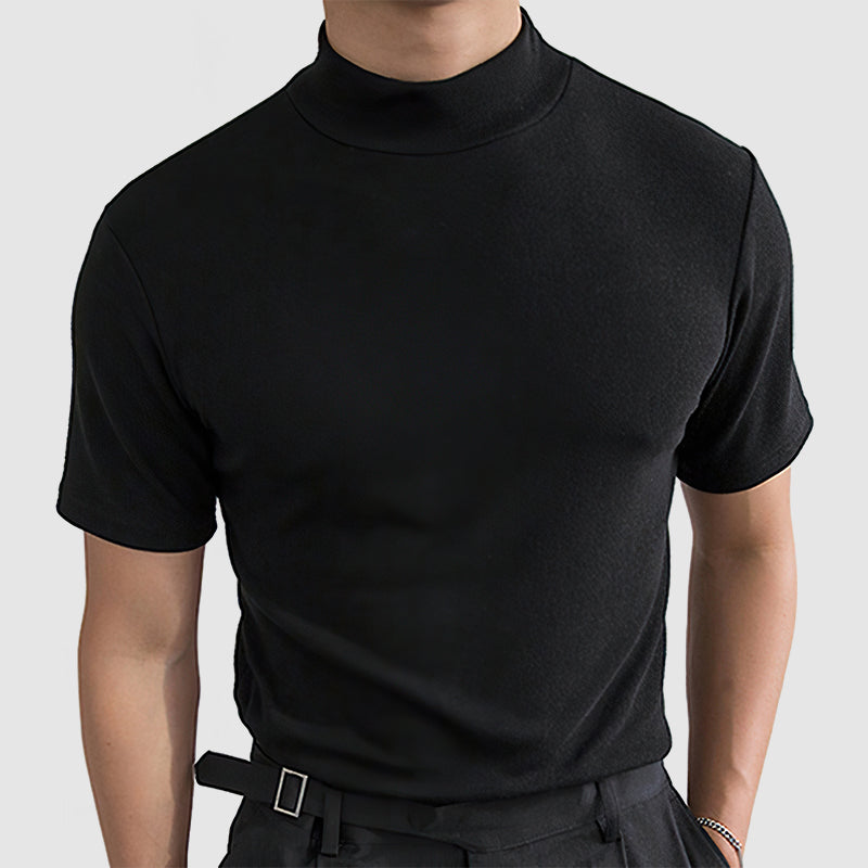Black Soft Stretch Cotton Crew Neck T-Shirt for Men | Regular Fit