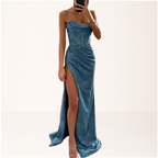 Women Dress | Sequin Maxi with Corset Bodice and High Slit