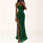 Women Dress | Sequin Maxi with Corset Bodice and High Slit